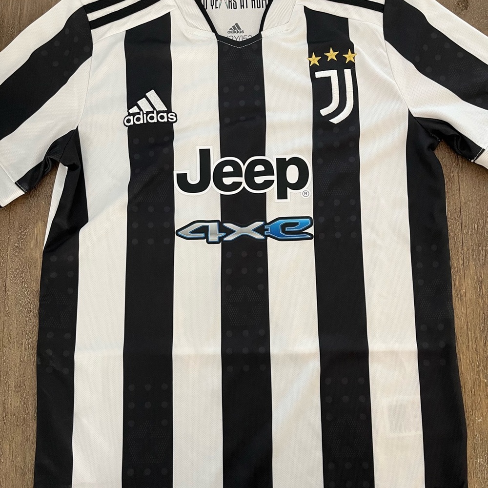 Kids Adidas Black and White Striped Jersey- size 11-12